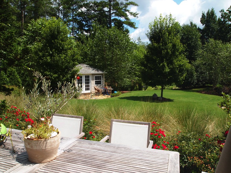 Kitchen view of garden patio